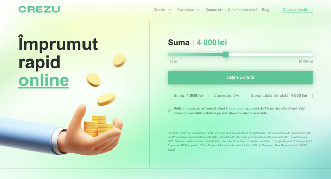 Crezu - împrumuturi de până la 10 000 RON